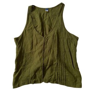 Green Sleeveless Button-Front Top Size Large Old Navy Womens Summer Light